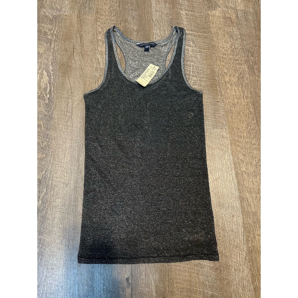 NWT American Eagle Grey Sleeveless‎ Tank Top Glitter Sparkle S Small